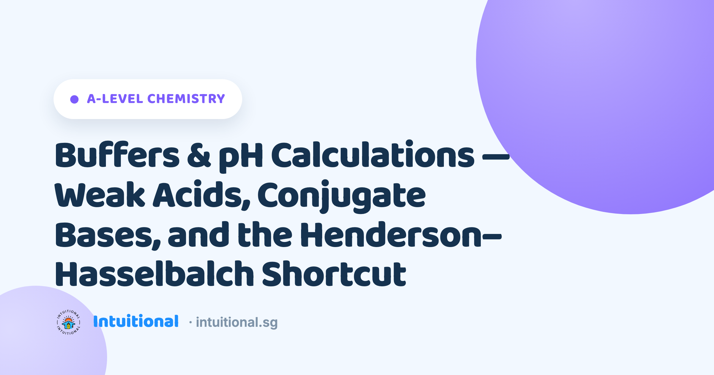 A-Level Chemistry: Buffers & pH Calculations — Weak Acids, Conjugate Bases, and the Henderson–Hasselbalch Shortcut