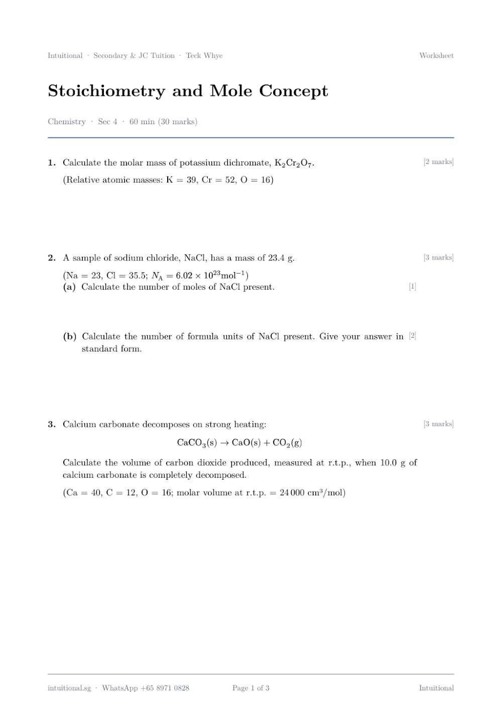 Preview of Moles Calculator Sheet