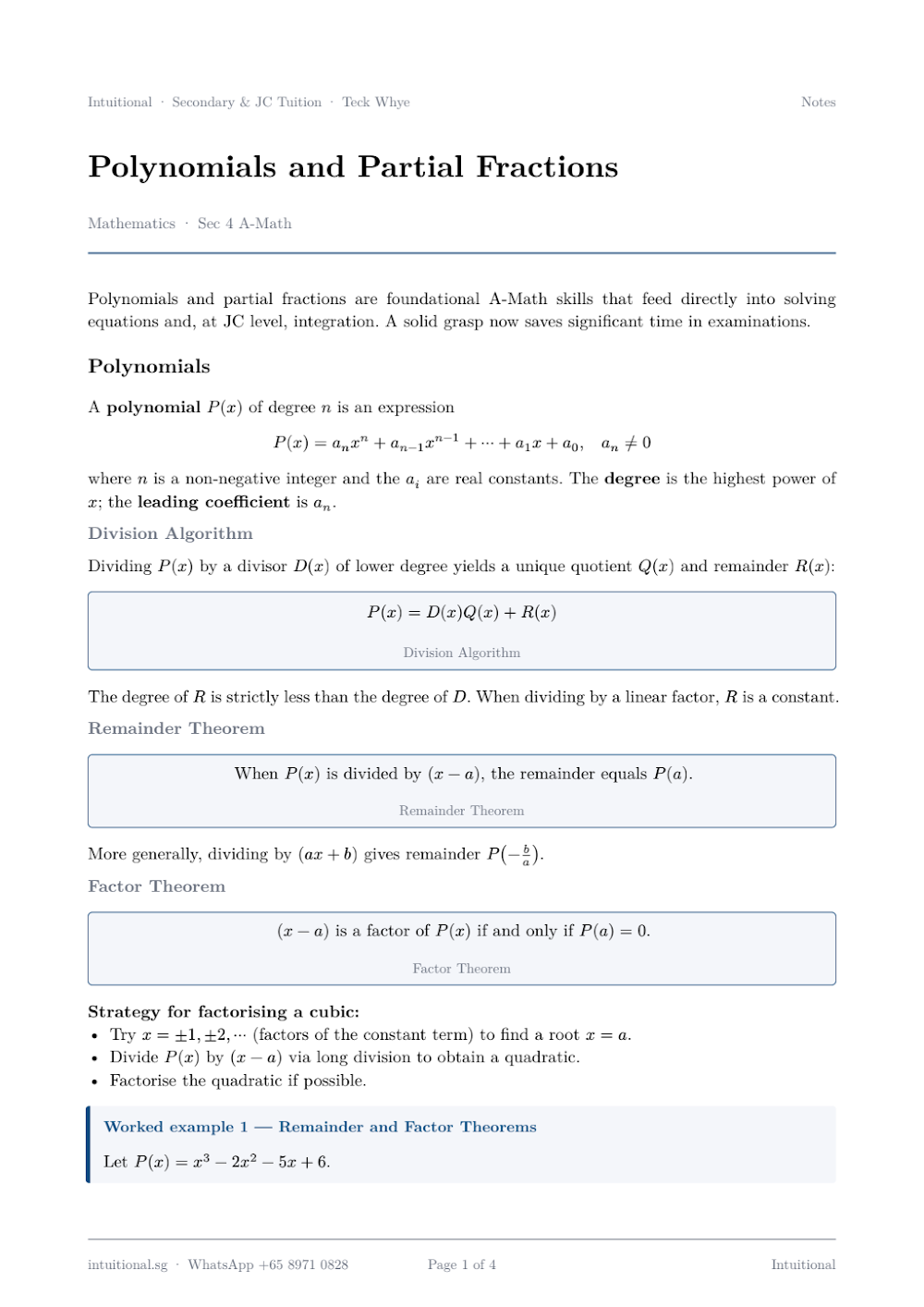 Preview of Polynomials and Partial Fractions