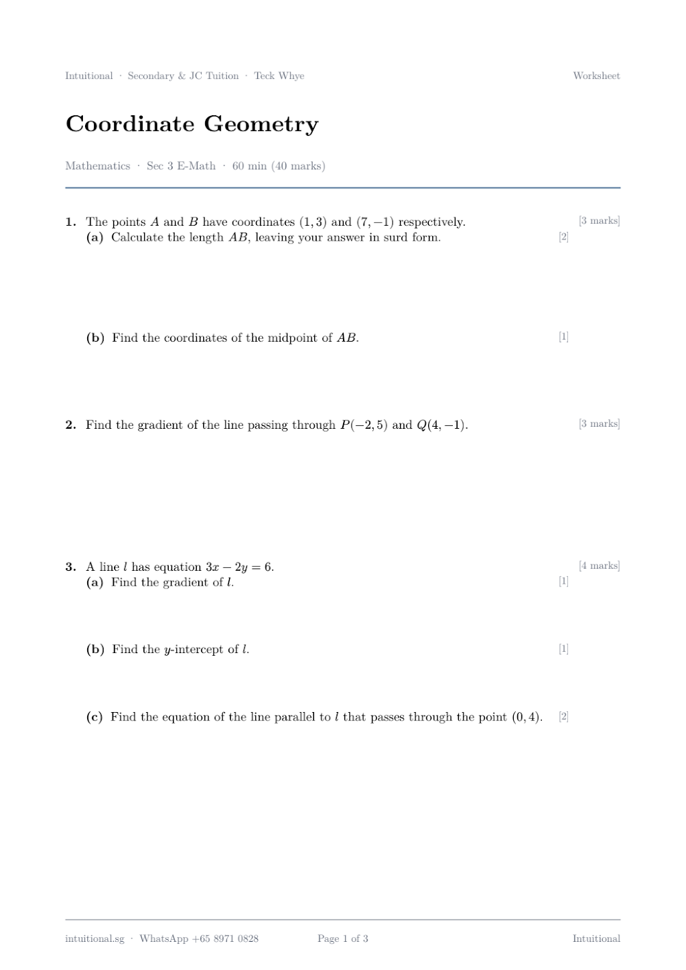 Preview of Coordinate Geometry