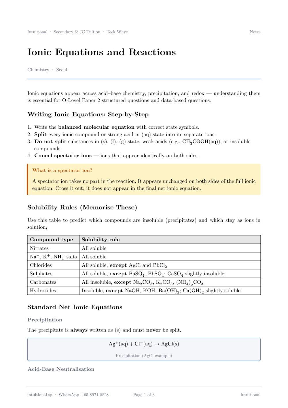 Preview of Ionic Equations Flowchart